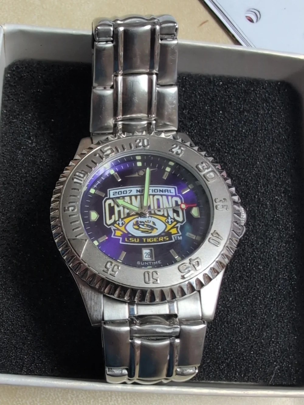 LSU Tigers 2007 Champions Silver-Tone Men's Watch